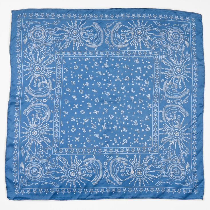 Silky Celestial Bandana Headwrap - Blue,