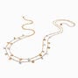 Long Gold-tone Coin &amp; Pearl Confetti Multi-Strand Necklace ,