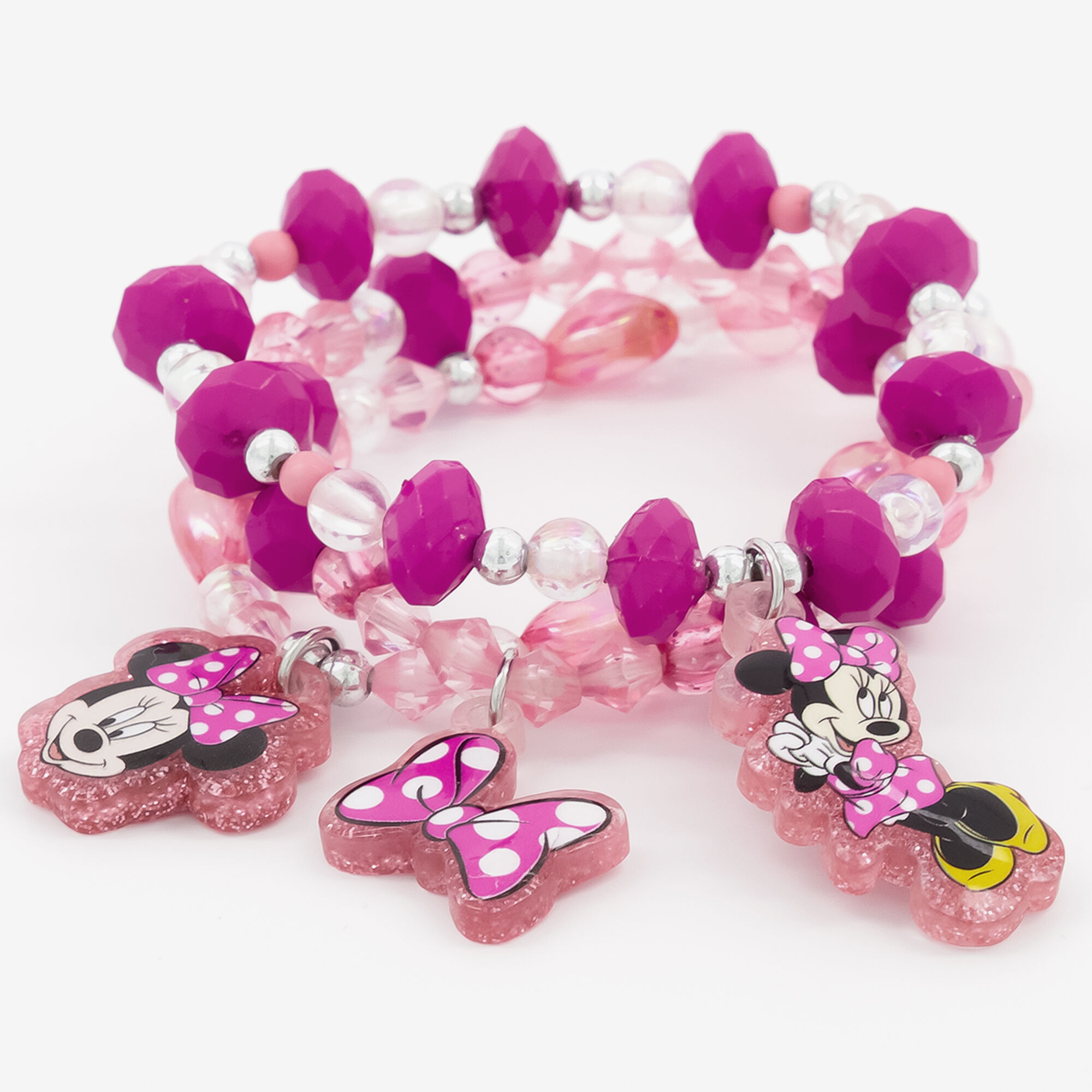 View Claires Disney Minnie Mouse Beaded Stretch Bracelets 3 Pack Pink information