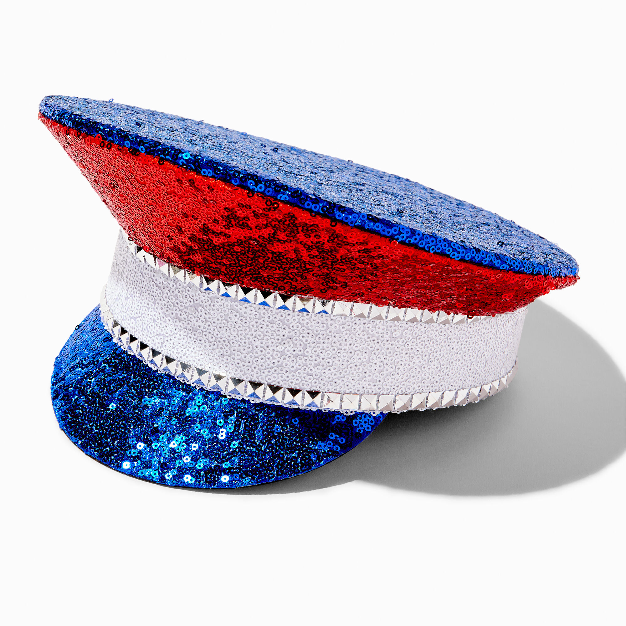 Red white shop and blue hat