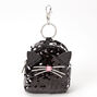 Sequin Cat Mini Backpack Keychain - Black,