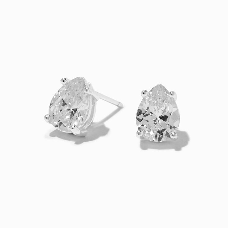 C LUXE by Claire&#39;s Sterling Silver Cubic Zirconia 8mm Pear Stud Earrings,