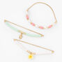 Bracelets &eacute;lastiques perl&eacute;s tropicaux couleur dor&eacute;e - Lot de 3,