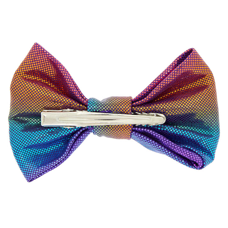 Rainbow Anodized Mini Hair Bow Clip,