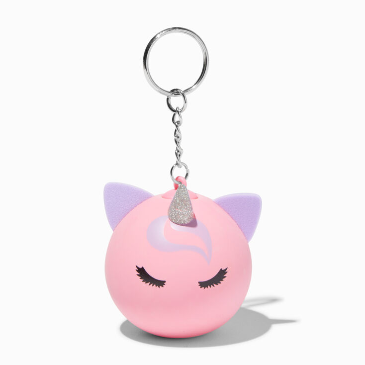 Porte-cl&eacute;s boule anti-stress licorne rose,