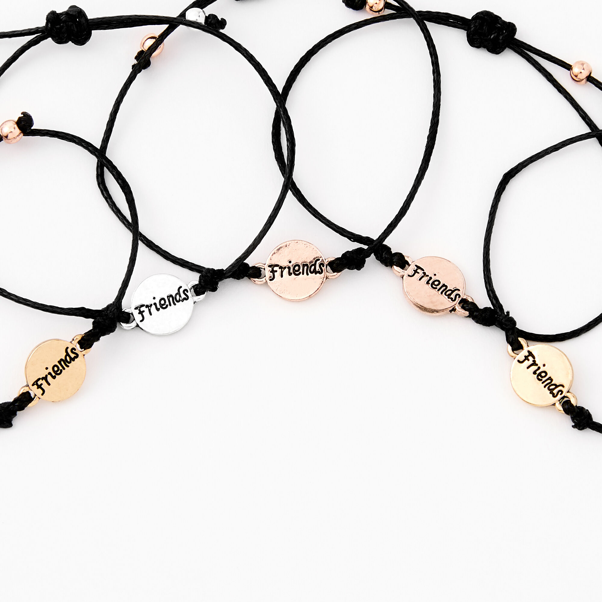 Mixed Metal Adjustable Friendship Bracelets - 5 Pack,