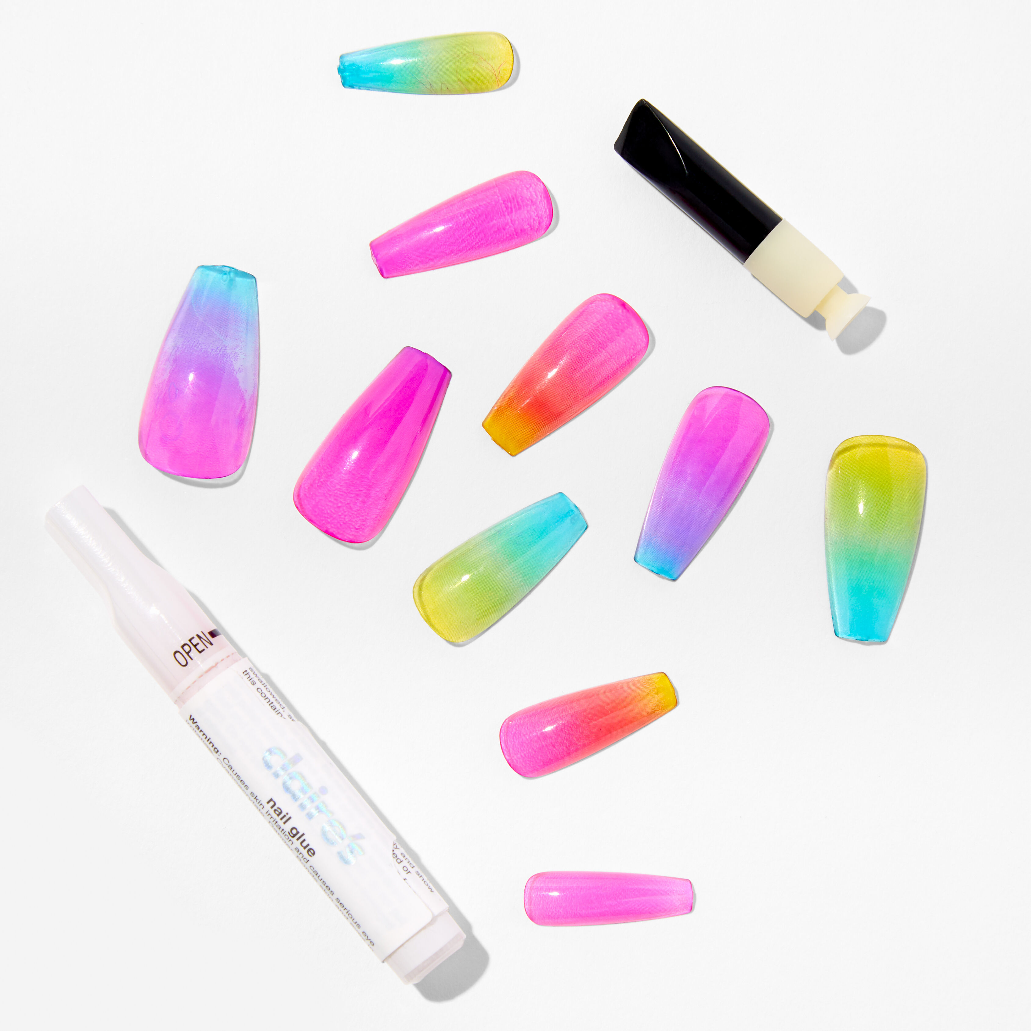 Neon Jelly Squareletto Vegan Faux Nail Set - 24 Pack,