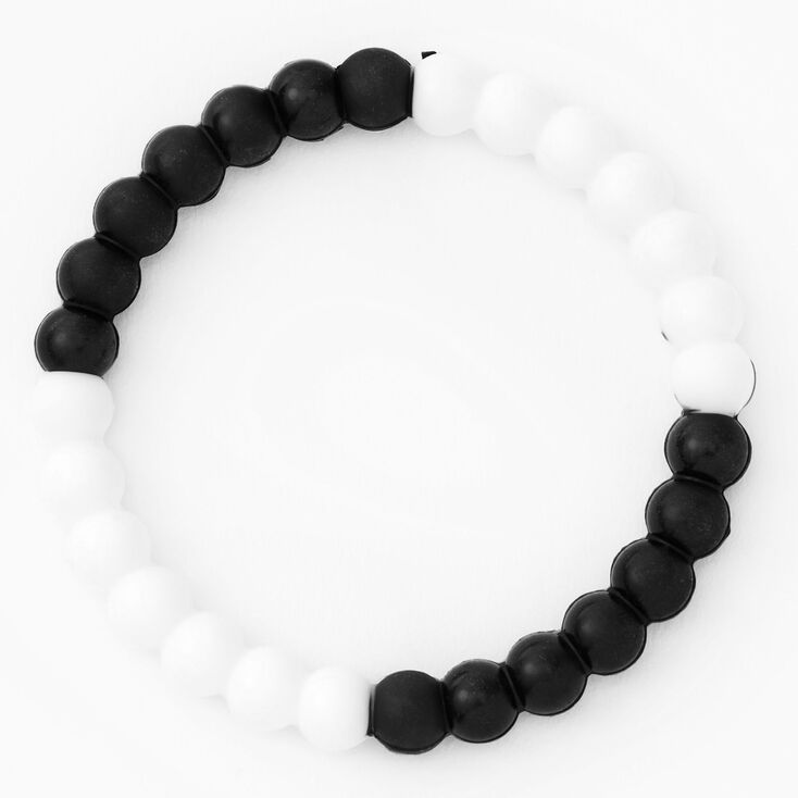 Black and White Colorblock Beaded Stretch Bracelet,