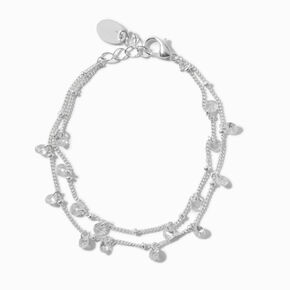 Bracelet multi-rangs avec breloques confetti strass couleur argent&eacute;e,