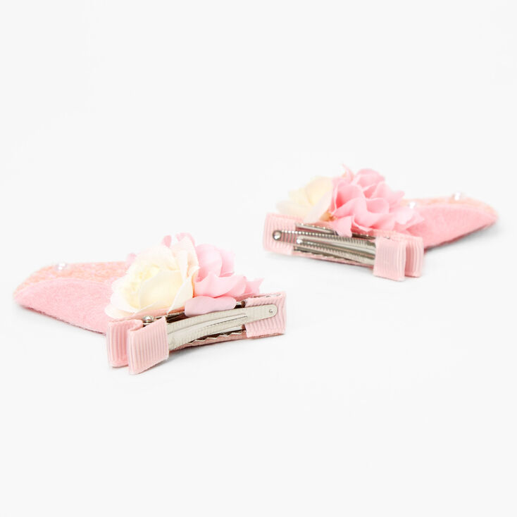 Easter Bunny Ears Floral Hair Clips - 2 Pack,