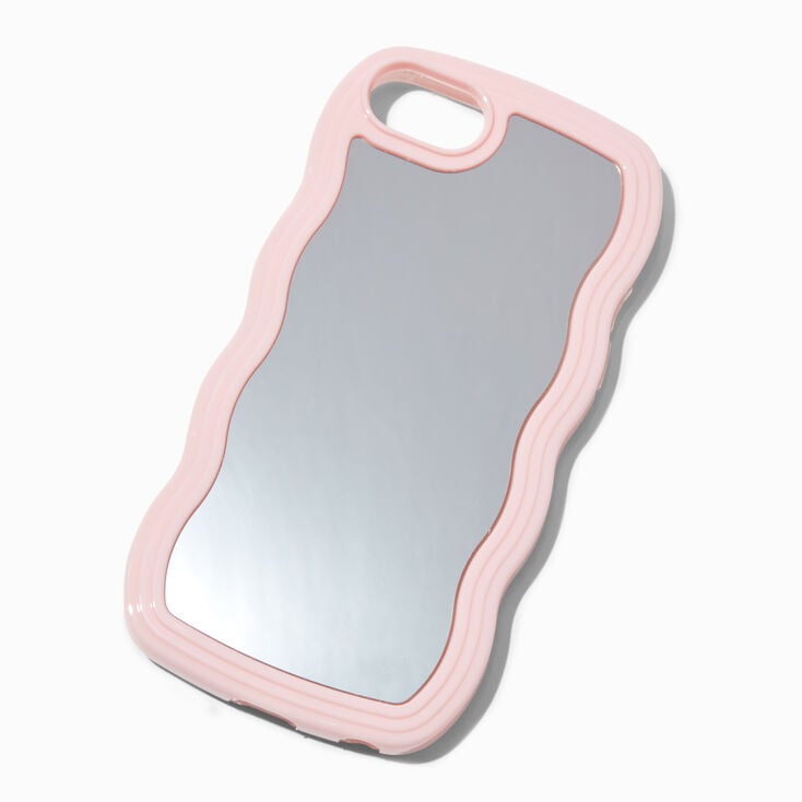 Coque de portable miroir bord rose ondul&eacute; - Compatible avec iPhone&reg; 6/7/8/SE,