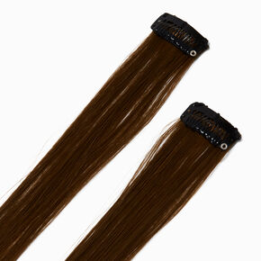 Brown Faux Hair Clip In Extensions - 2 Pack,