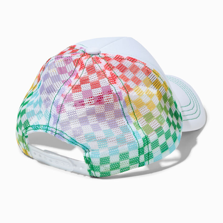 Feeling Lucky Rainbow Check Trucker Hat,