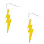 Silver Lightning Bolt Drop Earrings - Yellow,