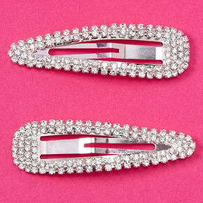 Silver Rhinestone Snap Clips - 2 Pack,