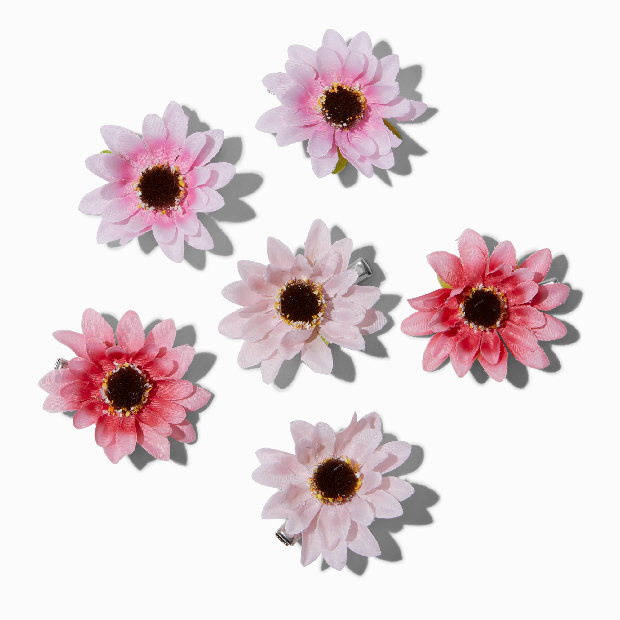 View Claires Daisy Flower Hair Clips 6 Pack Pink information