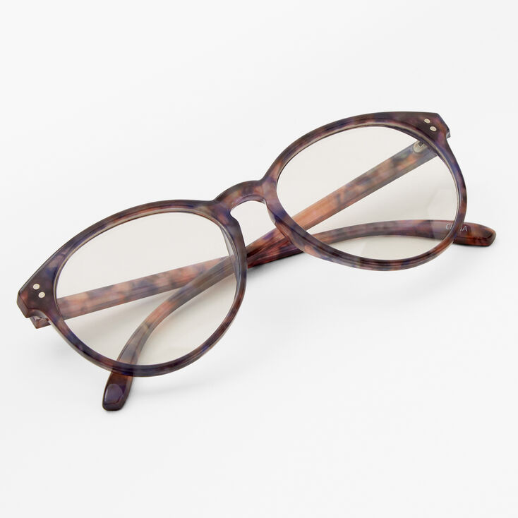 Brown Solar Blue Light Reducing Round Tortoiseshell Clear Lens Frames,