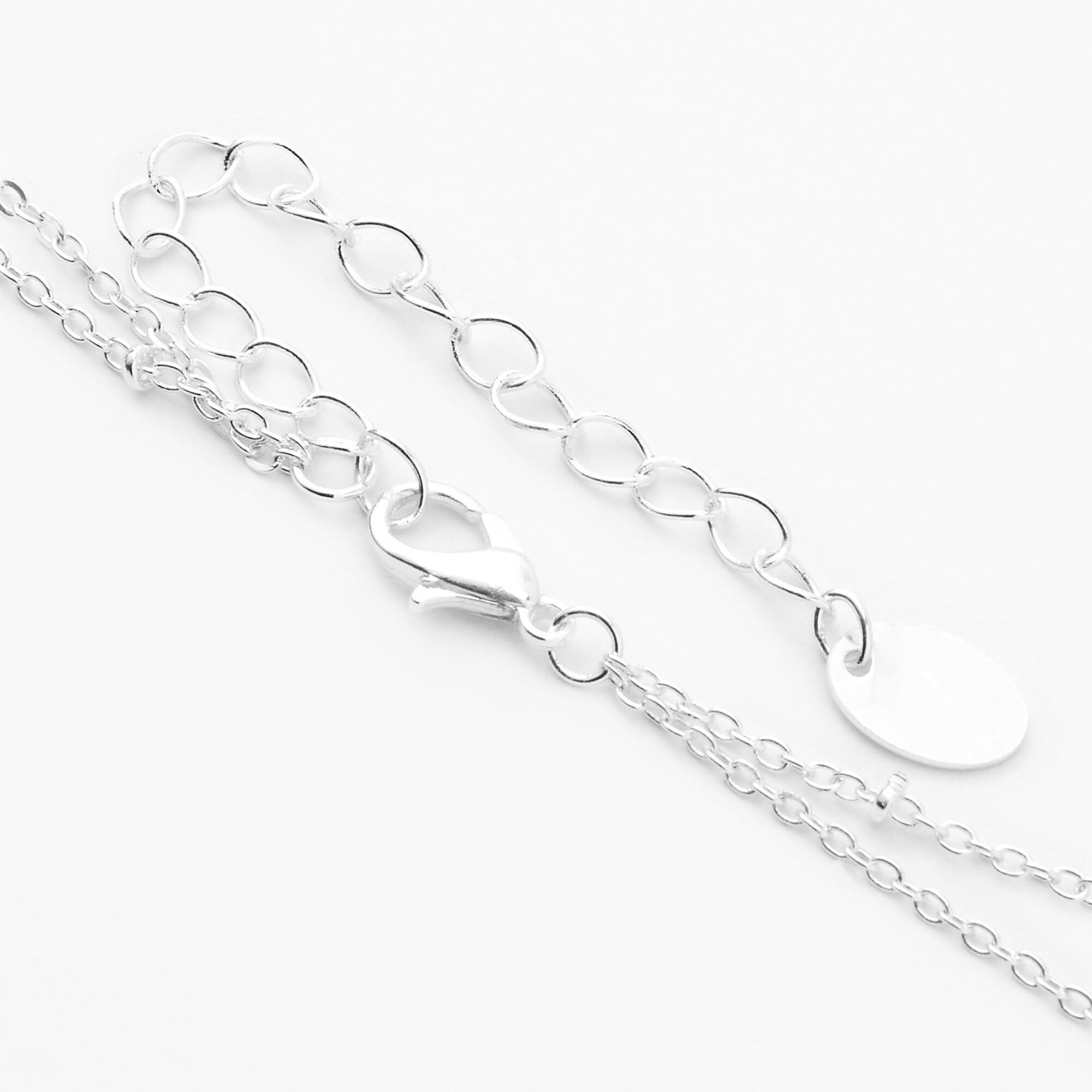 Silver Bezel Star Disc Pendant Multi Strand Necklace,