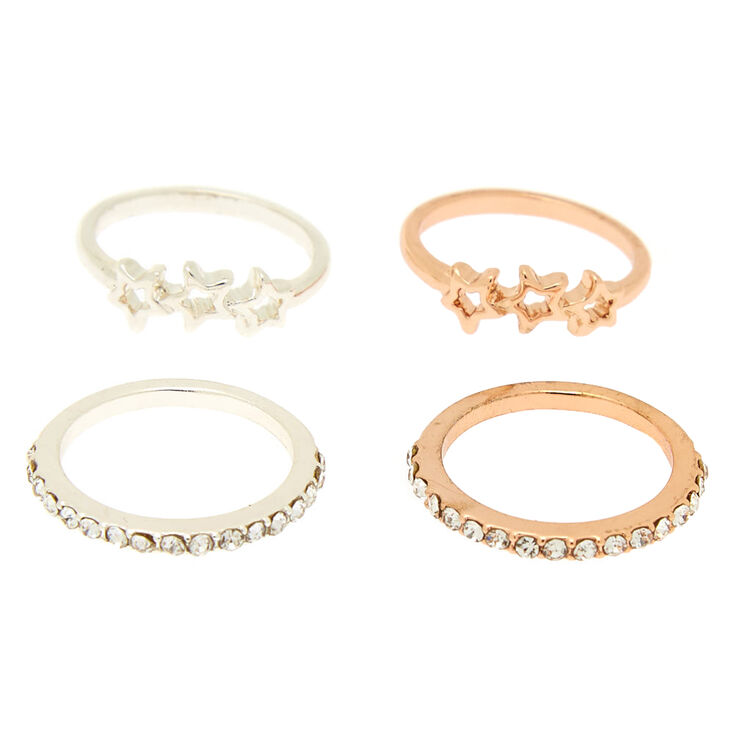 Mixed Metal Constellation Midi Rings - 4 Pack,