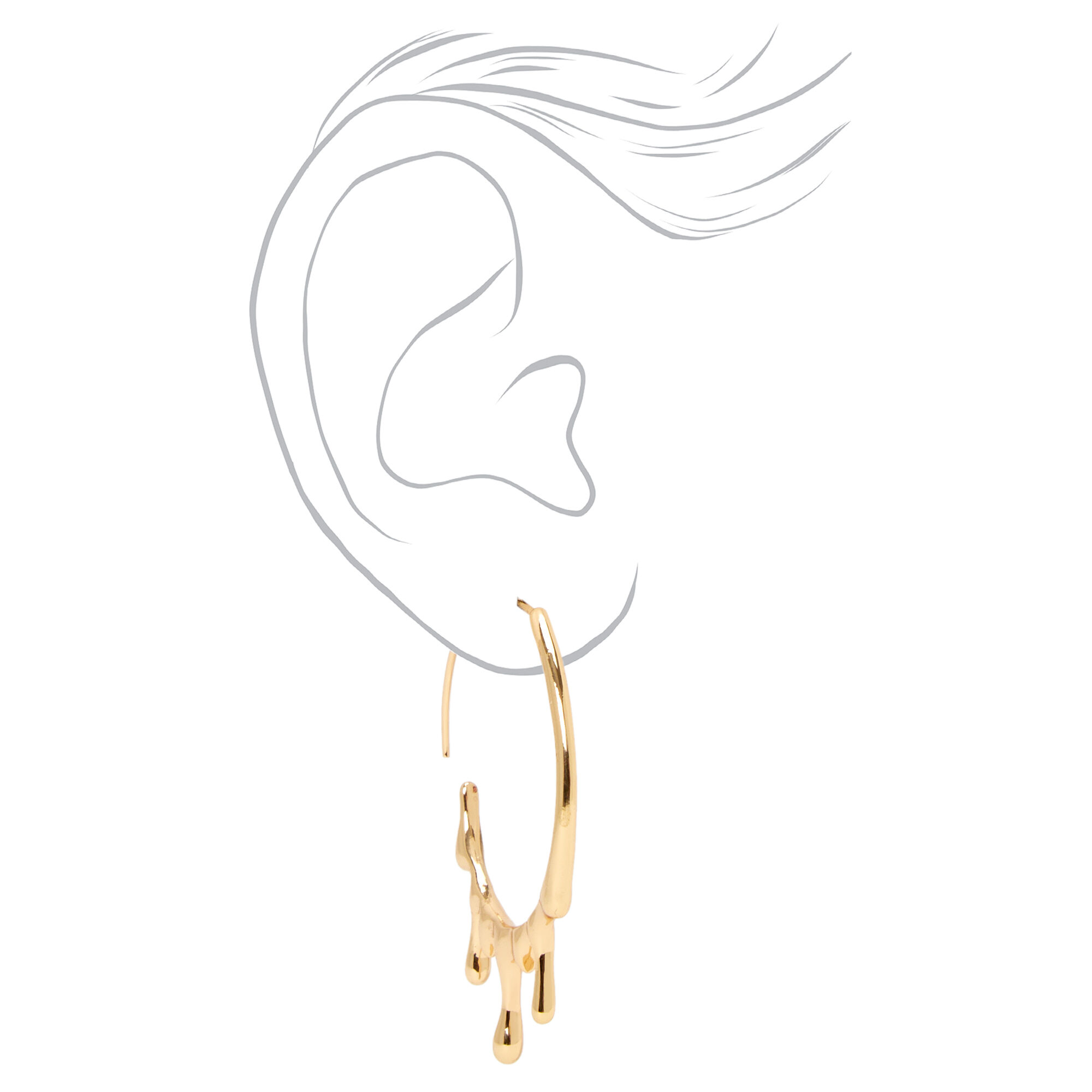 Gold 30MM Melting Hoop Earrings Claire s US