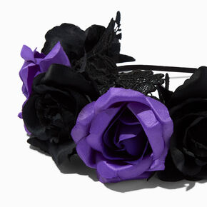 Bandeau de roses violettes et noires,