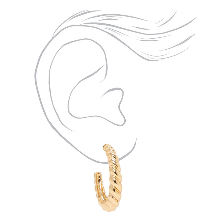 Gold 30MM Scalloped Half Hoop Earrings,