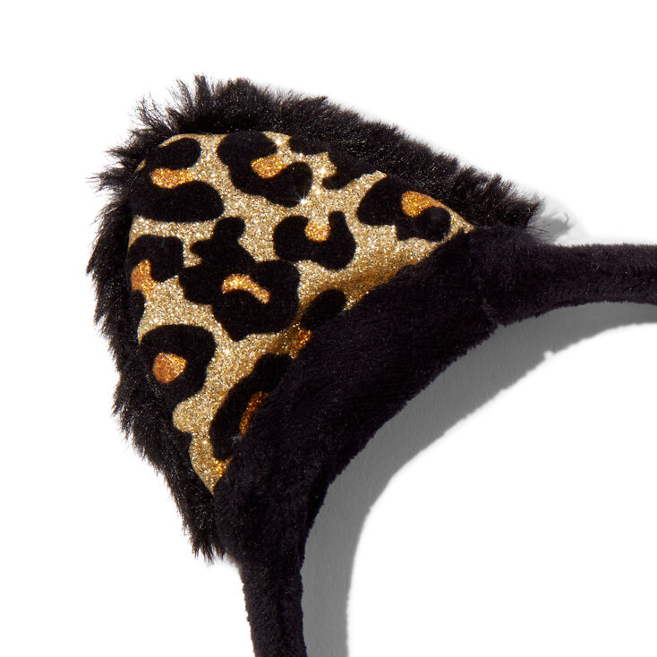 Black Leopard Cat Ears Headband,