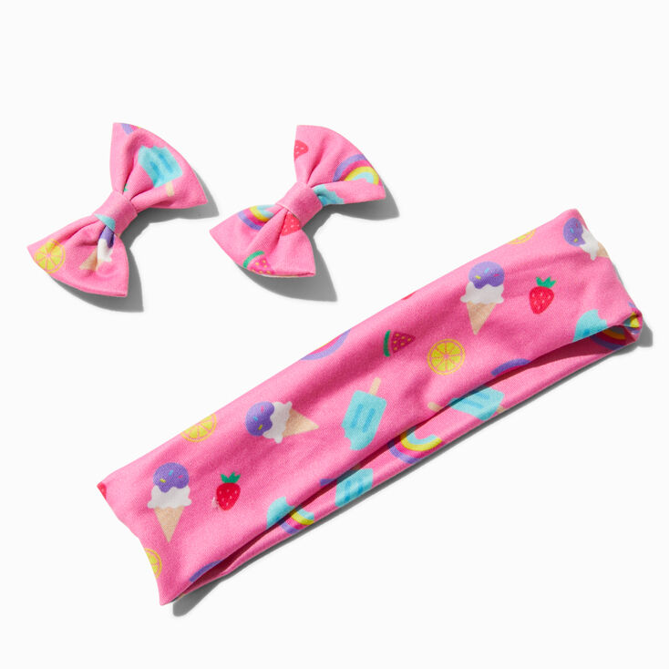 Claire&#39;s Club Pink Summer Ice Pop Headwrap &amp; Hair Clip Set - 3 Pack,
