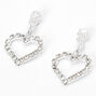 Silver-tone Rhinestone Heart 0.5&quot; Drop Earrings,