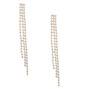 Silver-tone Iridescent Rhinestone 3&quot; Triple Chain Drop Earrings,