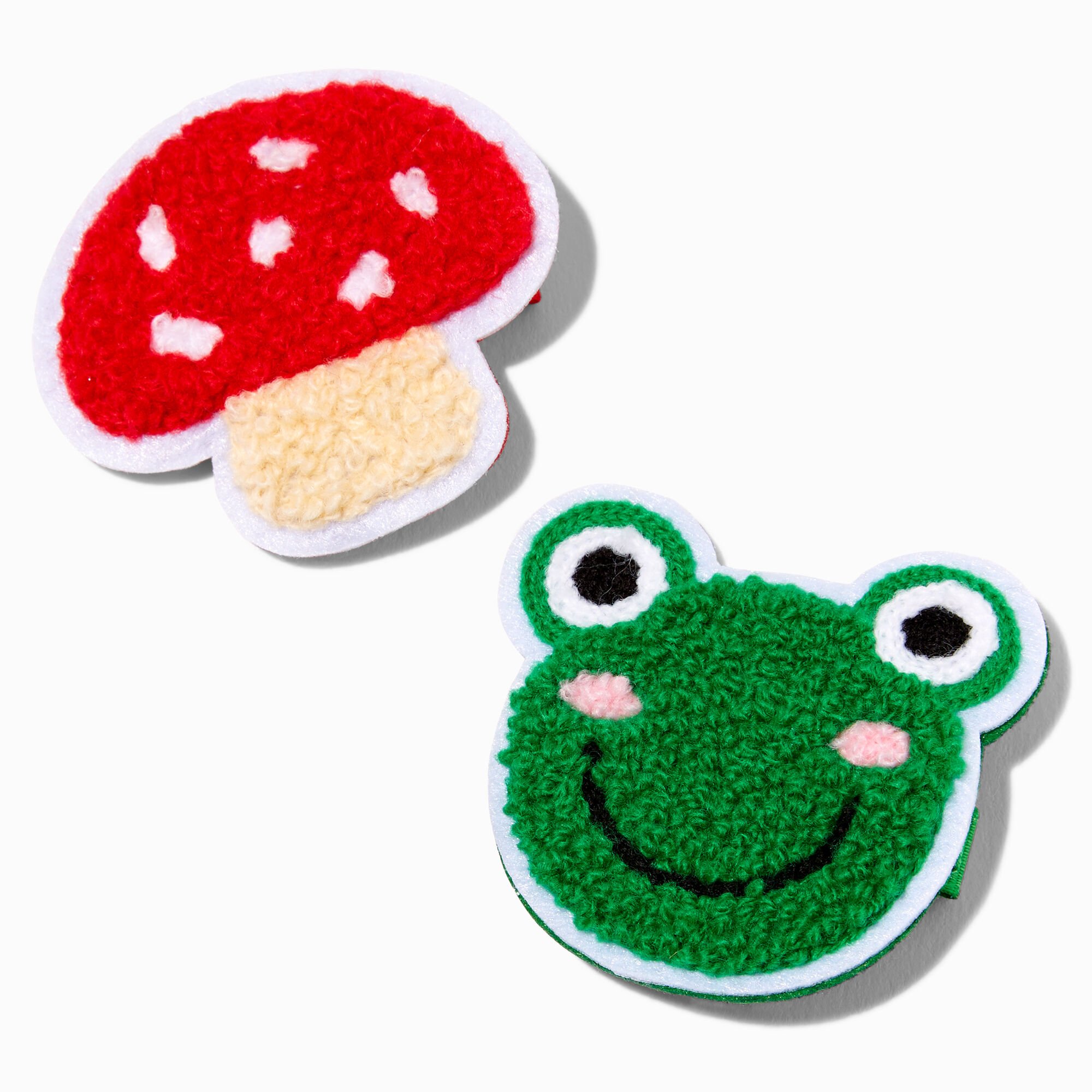View Claires Fuzzy Mushroom Frog Hair Barrettes 2 Pack Silver information