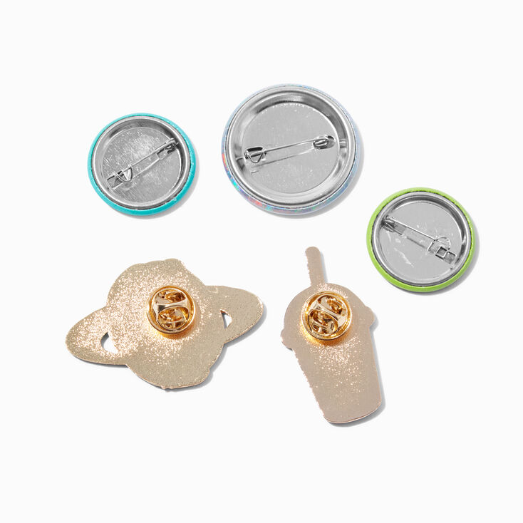 Coffee Shop Round Button &amp; Pin Set - 5 Pack,