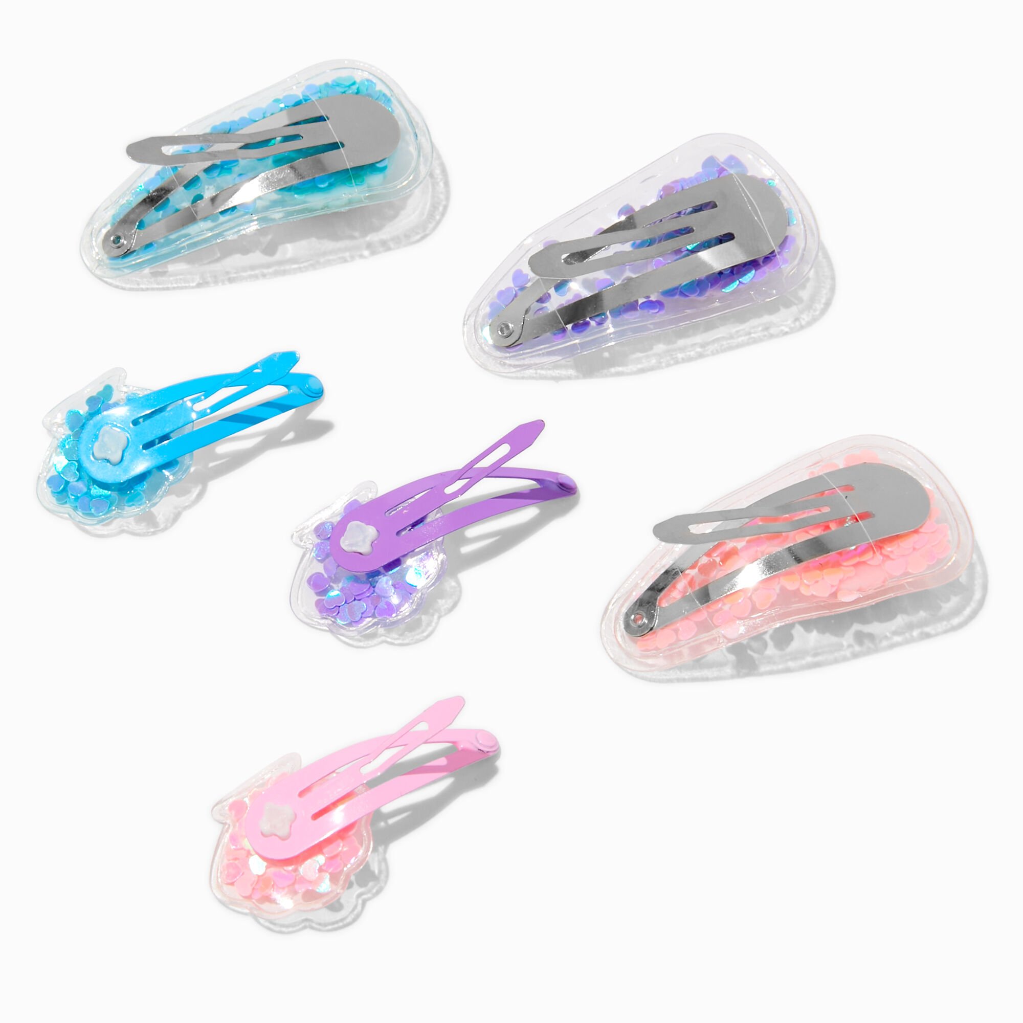 Claire's Club Seashell Shaker Snap Hair Clips - 6 Pack,