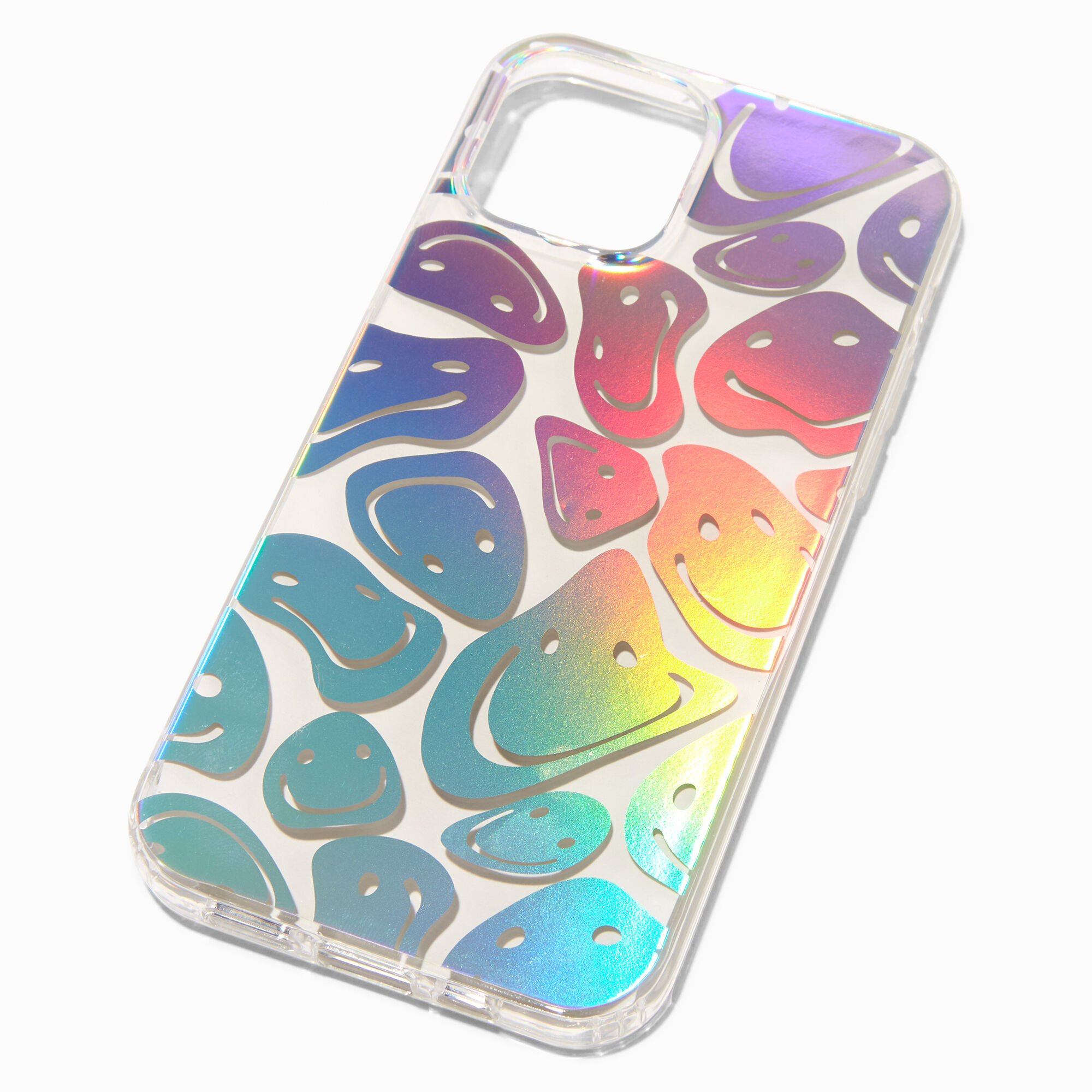 View Claires Holographic Happy Face Protective Phone Case Fits Iphone 1212 Pro information
