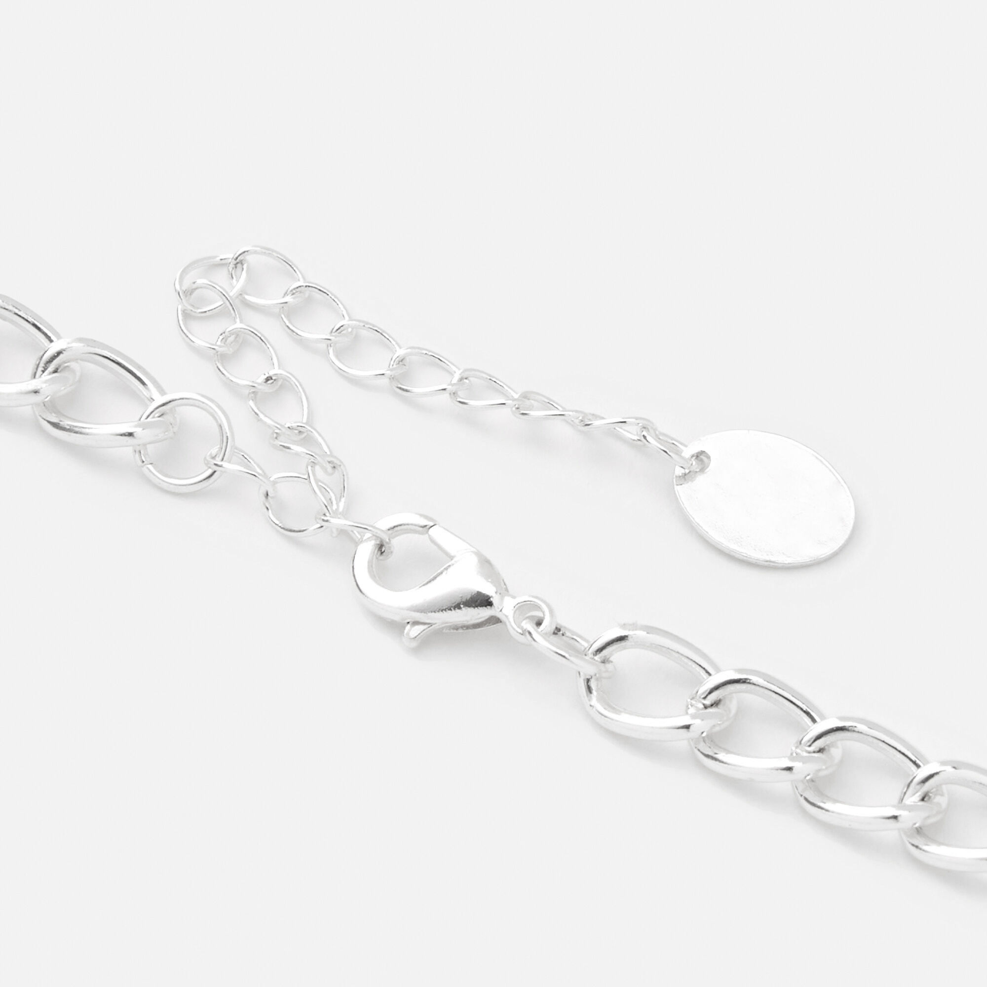 Silver Embellished Lock & Key Charms 14" Necklace,
