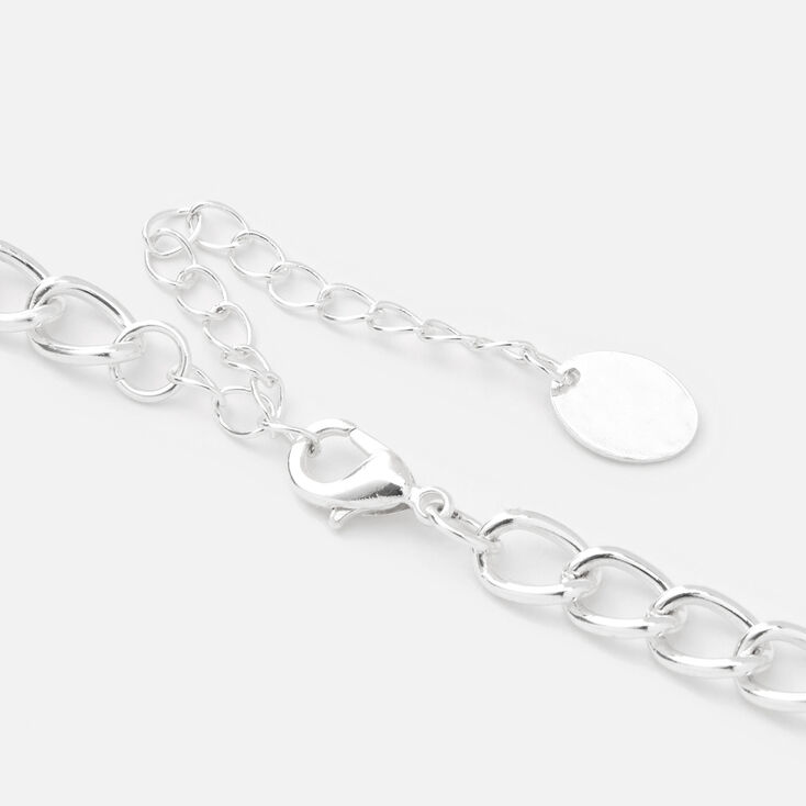 Silver Embellished Lock &amp; Key Charms 14&quot; Necklace,