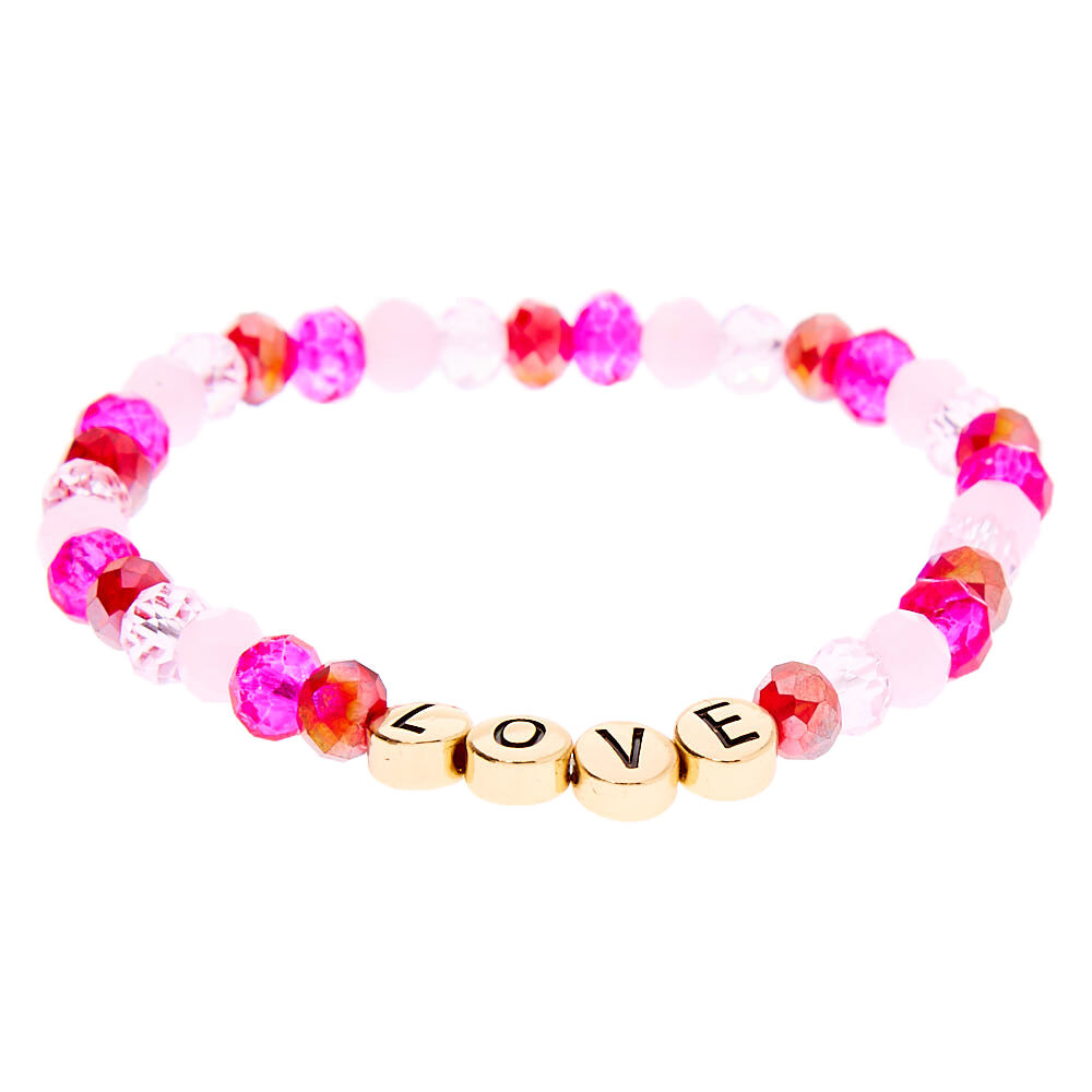 Love Beaded Stretch Bracelet - Pink,