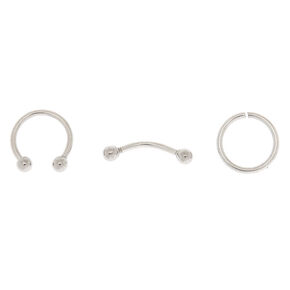 Silver-tone 16G Rook Earrings - 3 Pack,