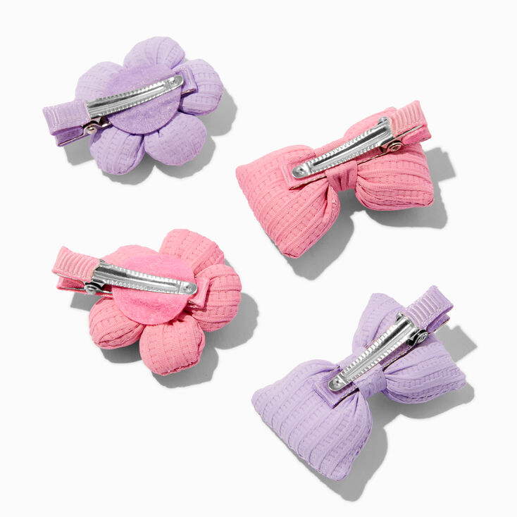 Claire&#39;s Club Puffy Daisy &amp; Bow Hair Clips - 4 Pack,