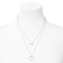 Gold Bar Circle Chain Multi Strand Necklace,