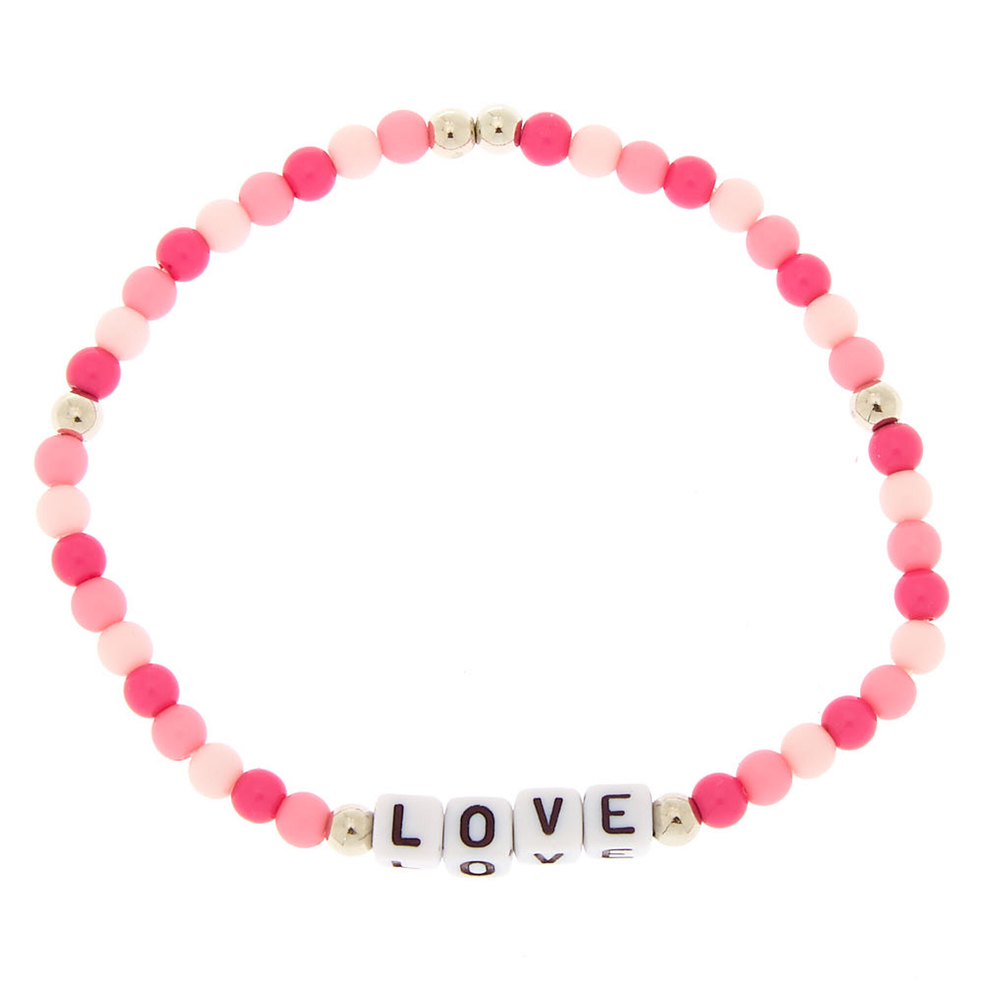 View Claires Love Beaded Stretch Bracelet Pink information