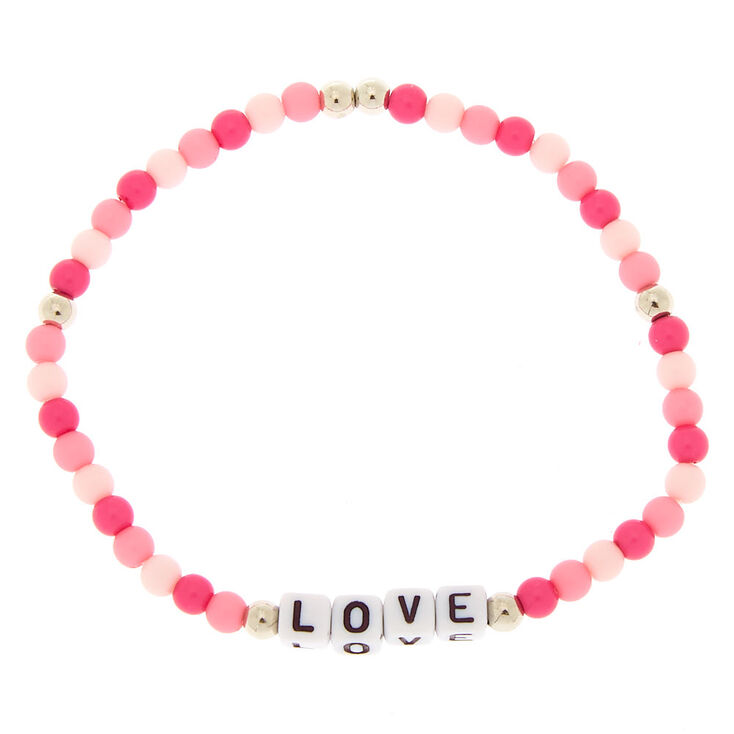 Love Beaded Stretch Bracelet - Pink,