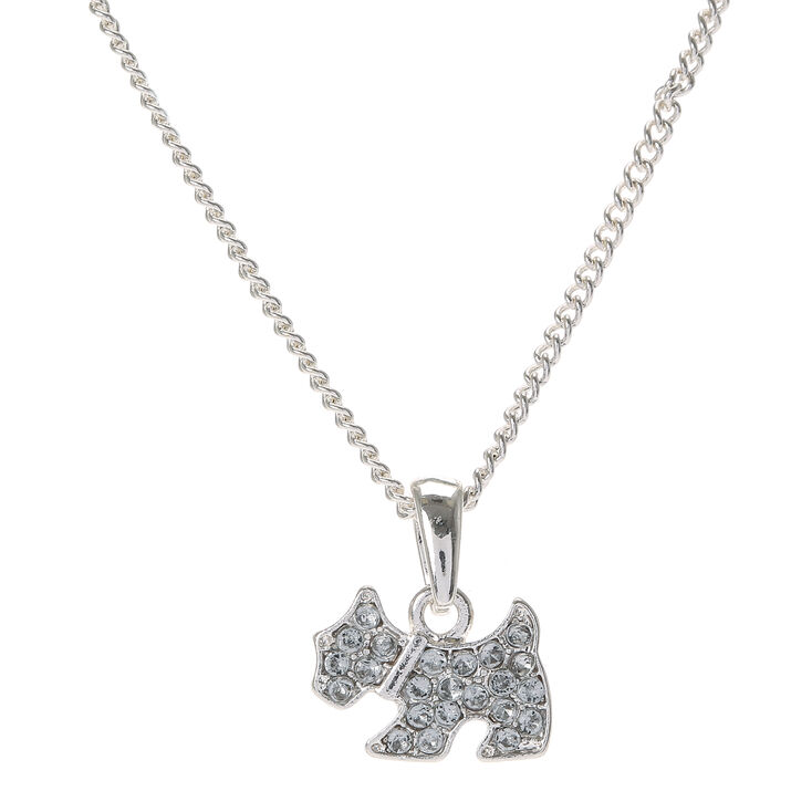 Crystal Studded Dog Pendant Necklace Claire S Us Crystal Studded Dog Pendant Necklace