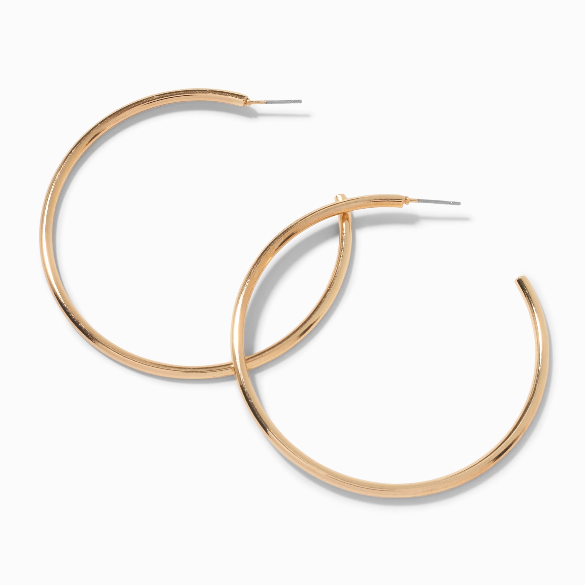 View Claires Tone 60MM Hoop Earrings Gold information