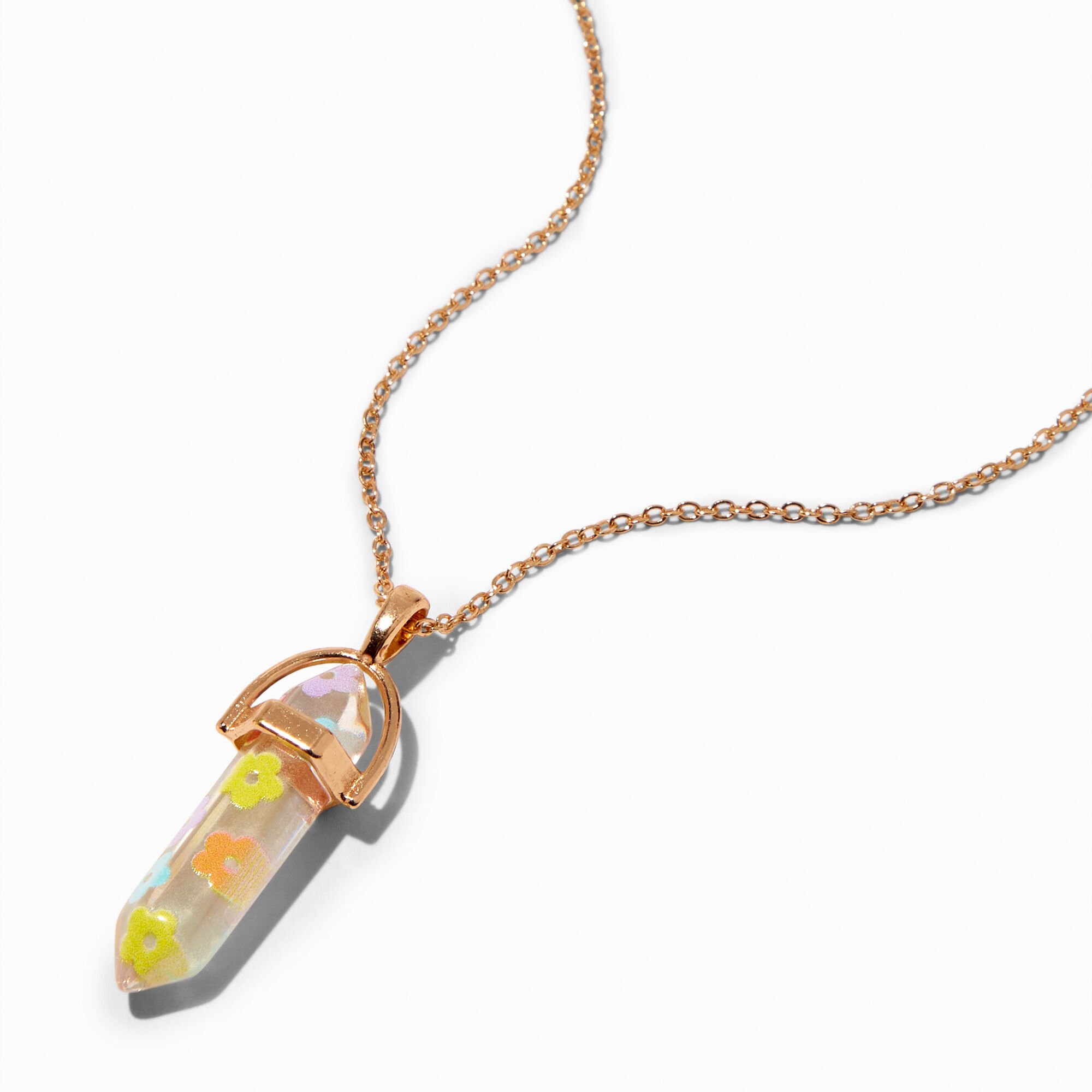Gold Daisy Mystical Gem Pendant Necklace,