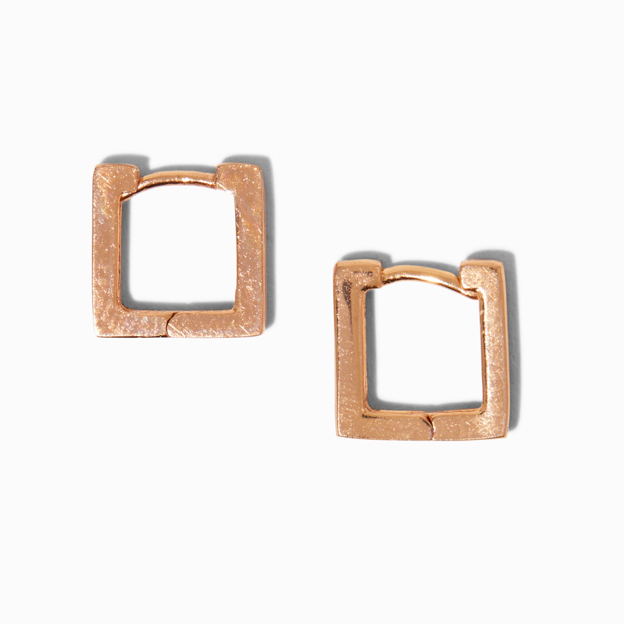 View Claires 18K Plated Rose 10MM Square Hoop Earrings Gold information