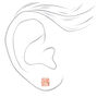 Rose Gold Cubic Zirconia Silk Square Stud Earrings - Pink, 6MM,