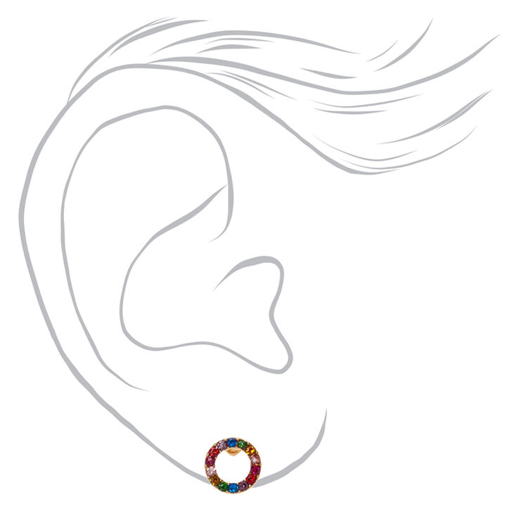 18kt Gold Plated Rainbow Circle Stud Earrings,