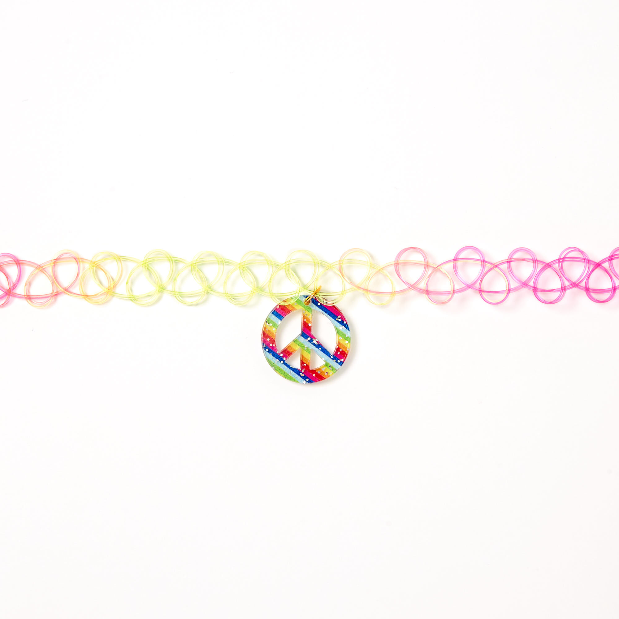 Rainbow Peace Sign Tattoo Choker Necklace,