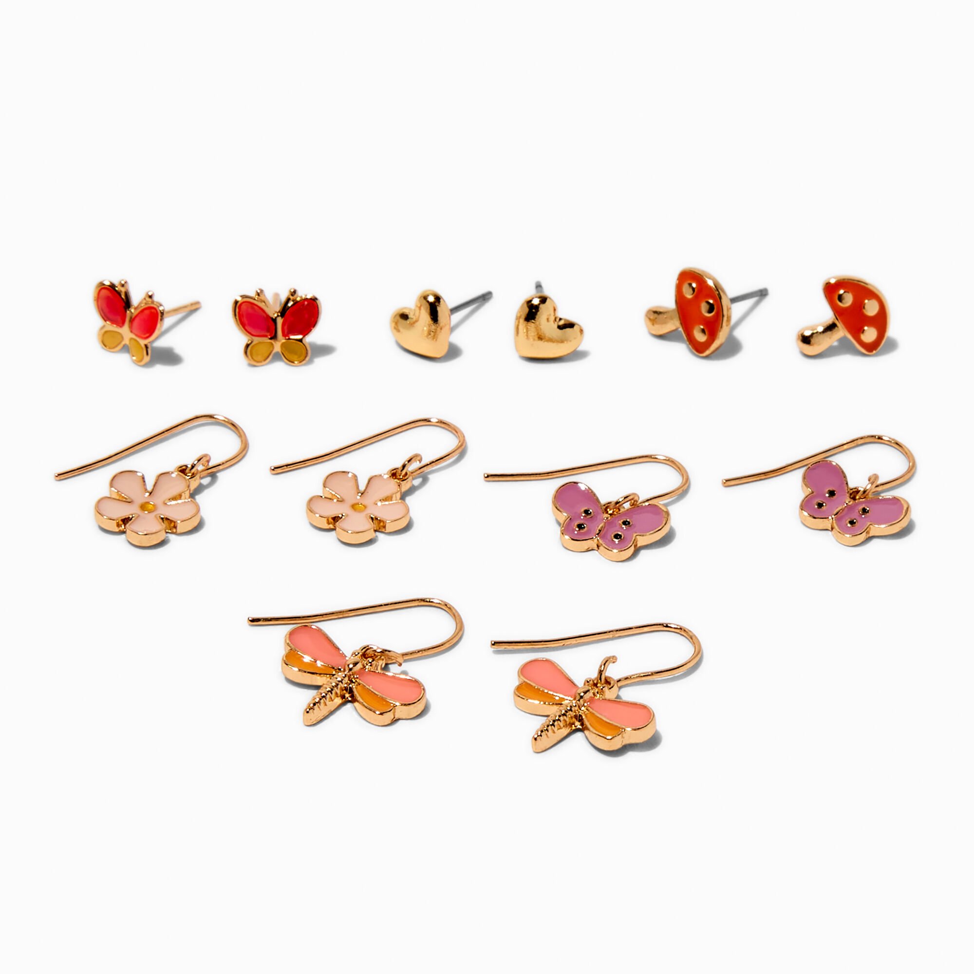 Spring Motifs Gold-tone Earring Set - 6 Pack,